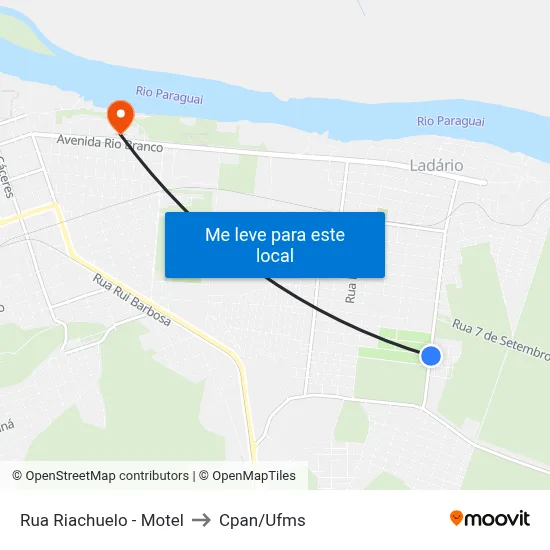 Rua Riachuelo - Motel to Cpan/Ufms map