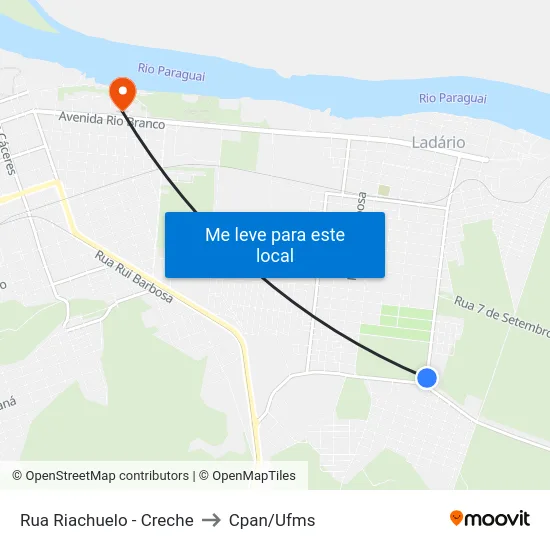 Rua Riachuelo - Creche to Cpan/Ufms map