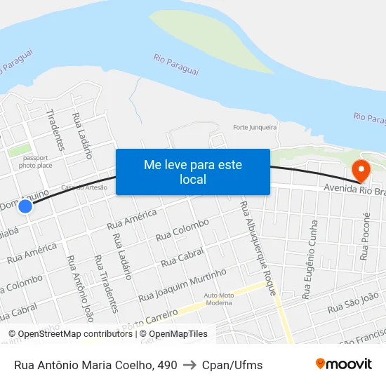 Rua Antônio Maria Coelho, 490 to Cpan/Ufms map