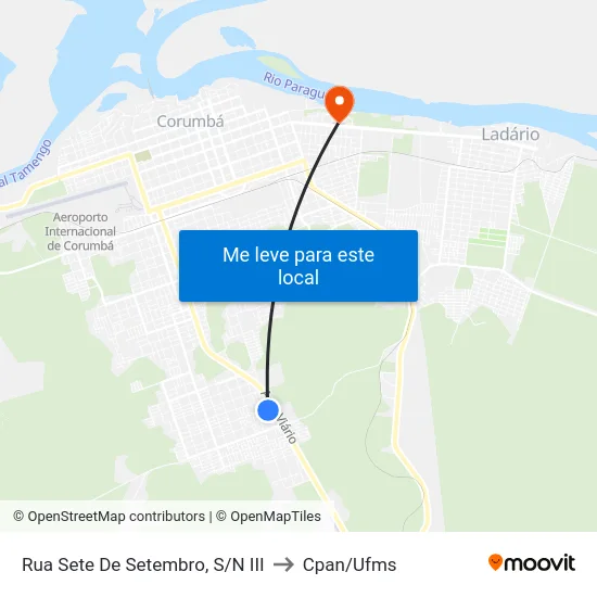 Rua Sete De Setembro, S/N III to Cpan/Ufms map