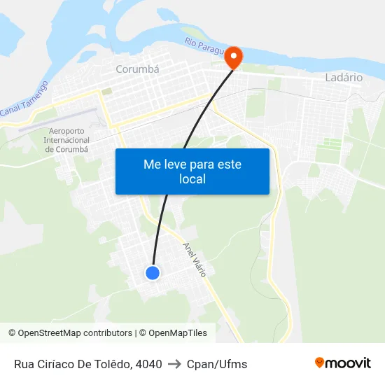Rua Ciríaco De Tolêdo, 4040 to Cpan/Ufms map