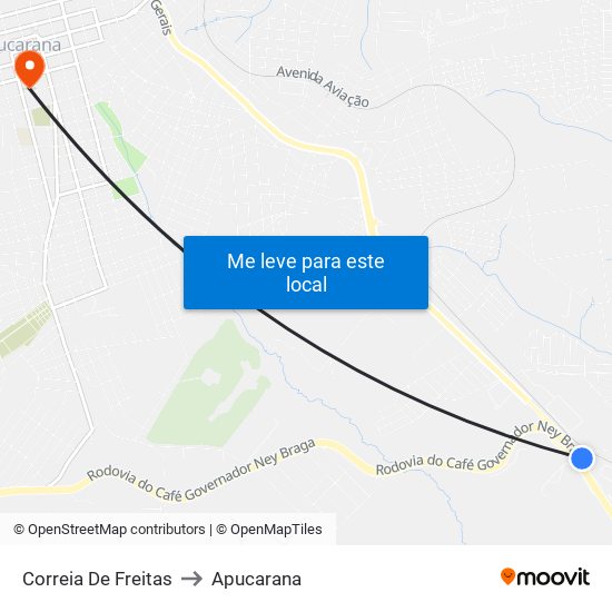 Correia De Freitas to Apucarana map