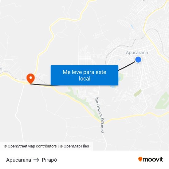 Apucarana to Pirapó map