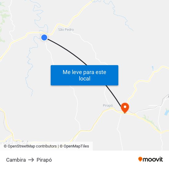 Cambira to Pirapó map