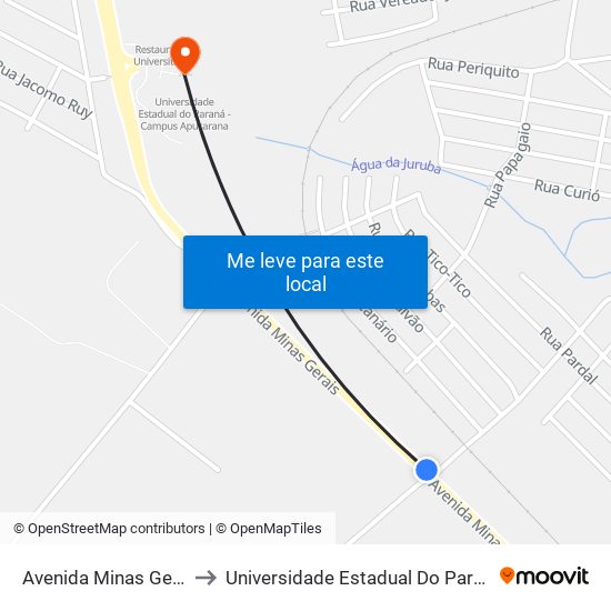 Avenida Minas Gerais, 5277-5291 to Universidade Estadual Do Paraná - Campus Apucarana map
