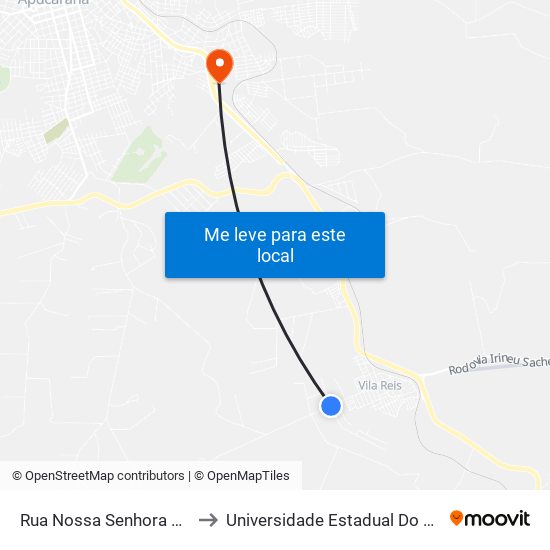 Rua Nossa Senhora Do Bom Conselho, 784 to Universidade Estadual Do Paraná - Campus Apucarana map