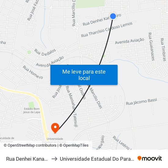 Rua Denhei Kanashiro, 882-922 to Universidade Estadual Do Paraná - Campus Apucarana map