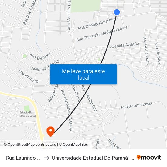 Rua Laurindo Xavier, 73 to Universidade Estadual Do Paraná - Campus Apucarana map