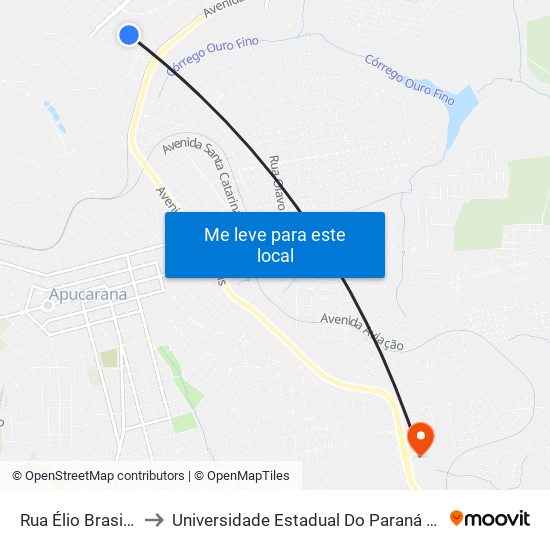 Rua Élio Brasil, 151-225 to Universidade Estadual Do Paraná - Campus Apucarana map