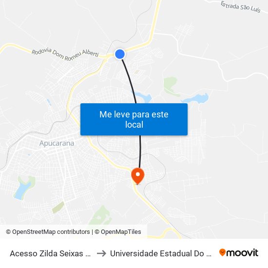 Acesso Zilda Seixas Do Amaral, 2300-2400 to Universidade Estadual Do Paraná - Campus Apucarana map