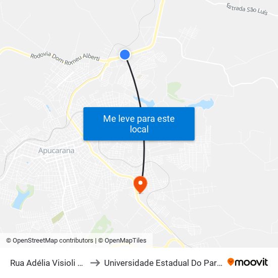 Rua Adélia Visioli Barreto, 497-515 to Universidade Estadual Do Paraná - Campus Apucarana map