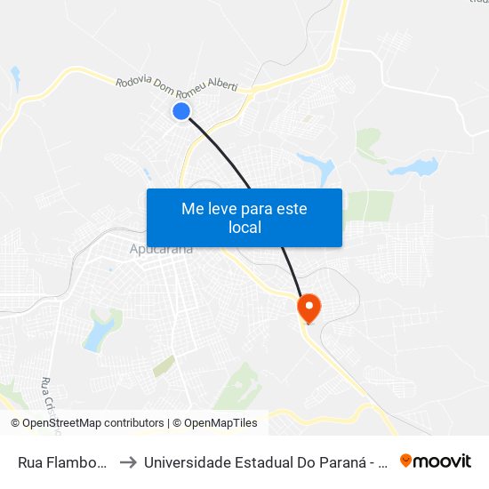 Rua Flamboyant, 124 to Universidade Estadual Do Paraná - Campus Apucarana map