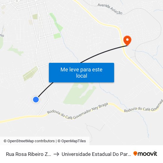 Rua Rosa Ribeiro Zacarias, 398-428 to Universidade Estadual Do Paraná - Campus Apucarana map