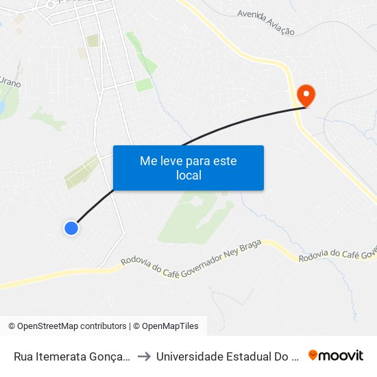 Rua Itemerata Gonçalves Dos Santos, 16-36 to Universidade Estadual Do Paraná - Campus Apucarana map