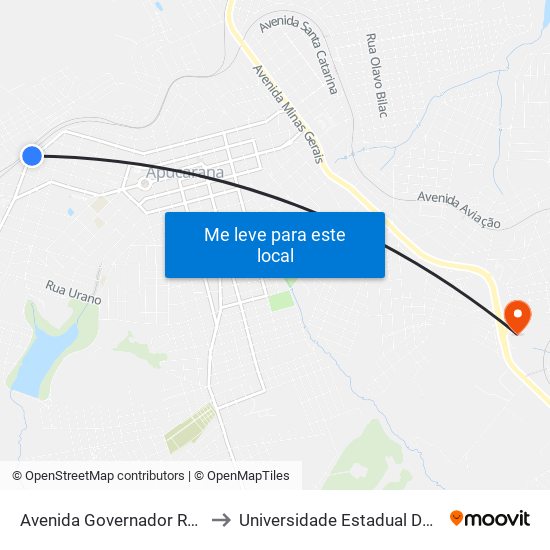 Avenida Governador Roberto Da Silveira, 304-414 to Universidade Estadual Do Paraná - Campus Apucarana map