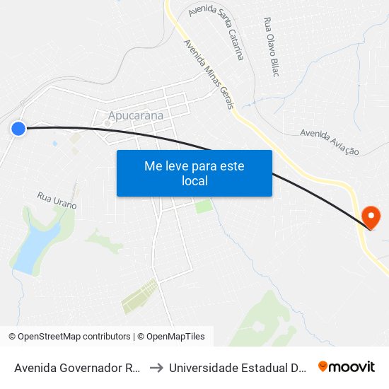 Avenida Governador Roberto Da Silveira, 651-749 to Universidade Estadual Do Paraná - Campus Apucarana map