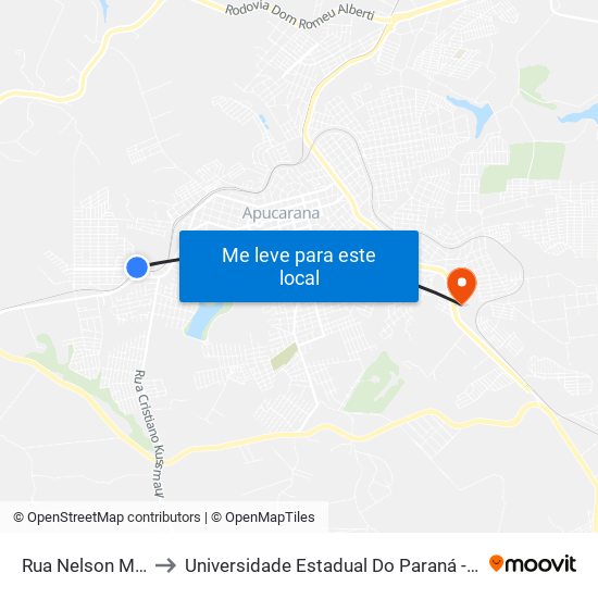 Rua Nelson Moraes, 48 to Universidade Estadual Do Paraná - Campus Apucarana map