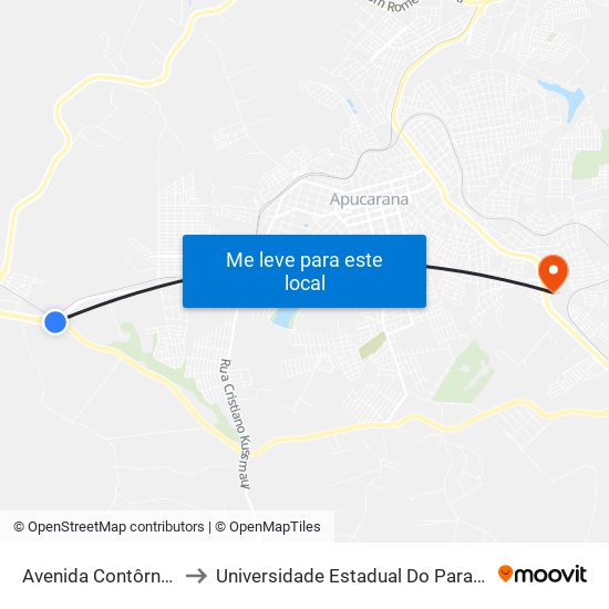 Avenida Contôrno Sul, 462-886 to Universidade Estadual Do Paraná - Campus Apucarana map