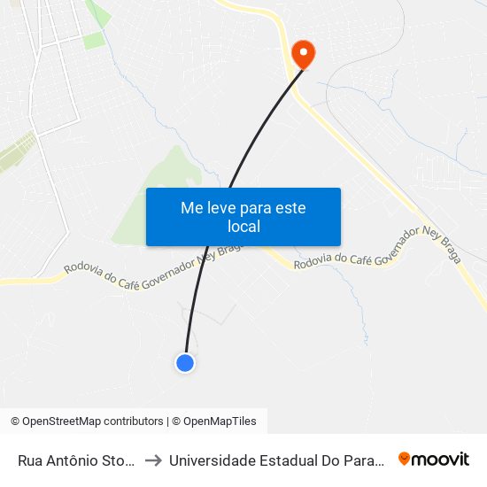 Rua Antônio Stoppa, 118-200 to Universidade Estadual Do Paraná - Campus Apucarana map