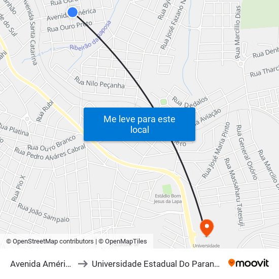 Avenida América, 197-293 to Universidade Estadual Do Paraná - Campus Apucarana map