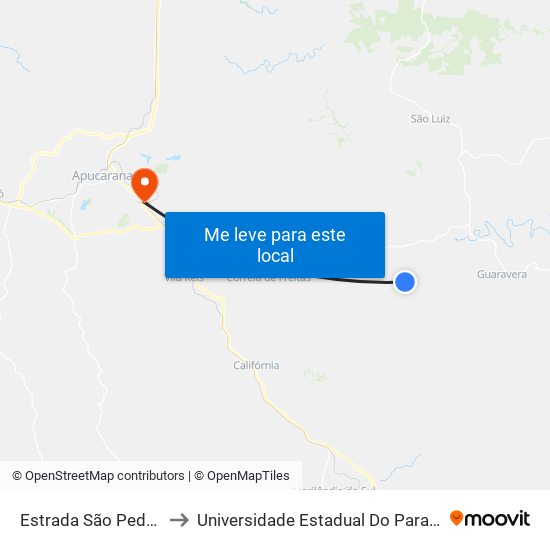 Estrada São Pedro Da Traquara to Universidade Estadual Do Paraná - Campus Apucarana map