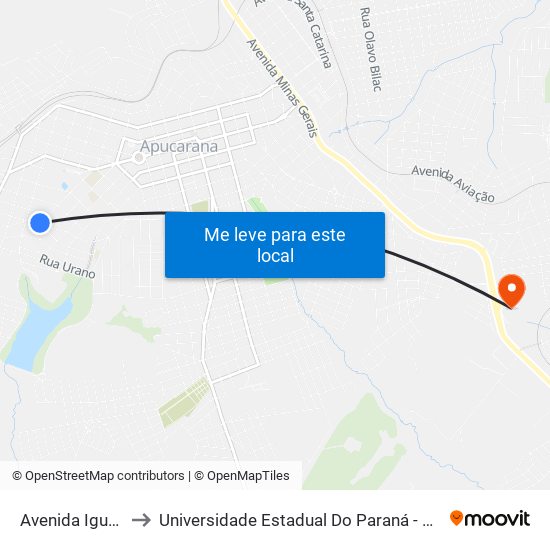 Avenida Iguaçu, 594 to Universidade Estadual Do Paraná - Campus Apucarana map