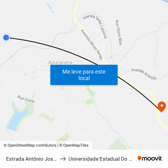 Estrada Antônio José De Oliveira, 278-376 to Universidade Estadual Do Paraná - Campus Apucarana map