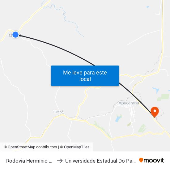 Rodovia Hermínio Antonio Pennacchi to Universidade Estadual Do Paraná - Campus Apucarana map