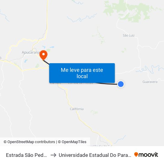 Estrada São Pedro Da Traquara to Universidade Estadual Do Paraná - Campus Apucarana map