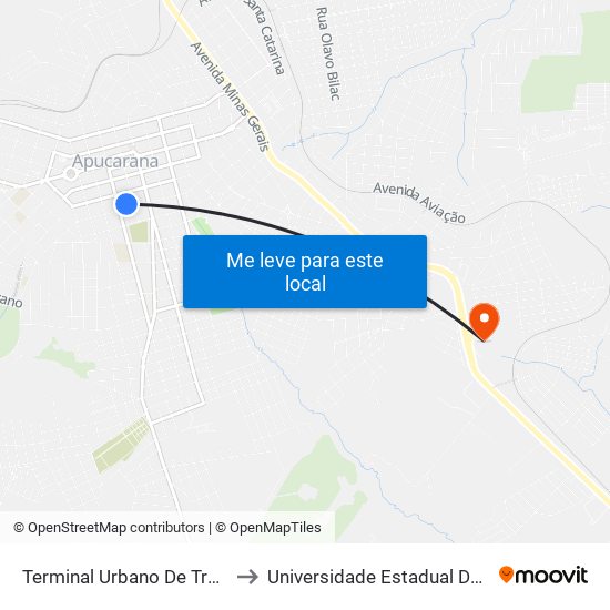 Terminal Urbano De Transporte Coletivo Integrado to Universidade Estadual Do Paraná - Campus Apucarana map