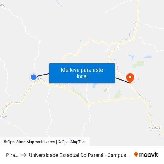 Pirapo to Universidade Estadual Do Paraná - Campus Apucarana map