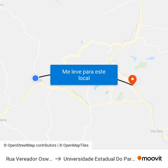 Rua Vereador Oswaldo Zattoni, 448 to Universidade Estadual Do Paraná - Campus Apucarana map