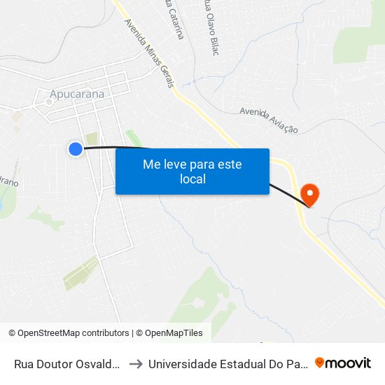 Rua Doutor Osvaldo Cruz, 1148-1240 to Universidade Estadual Do Paraná - Campus Apucarana map