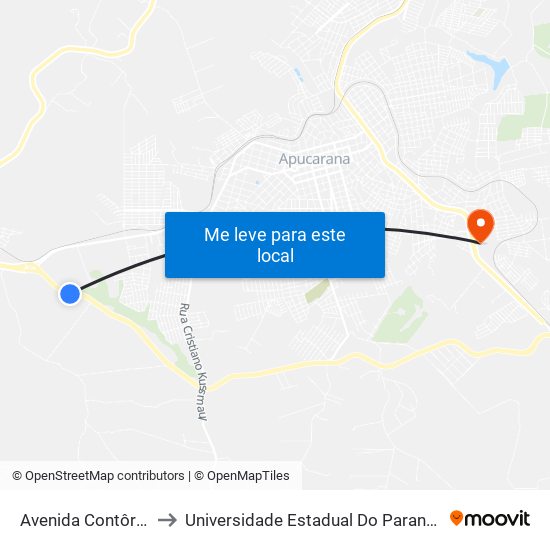 Avenida Contôrno Sul, 4623 to Universidade Estadual Do Paraná - Campus Apucarana map