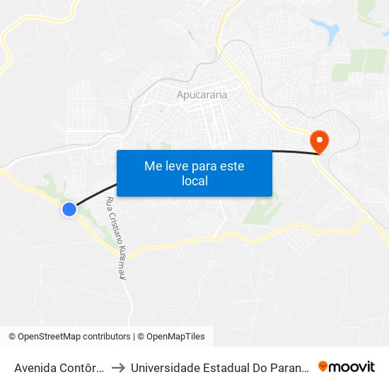 Avenida Contôrno Sul, 3505 to Universidade Estadual Do Paraná - Campus Apucarana map