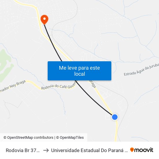 Rodovia Br 376 - 30° Bim to Universidade Estadual Do Paraná - Campus Apucarana map