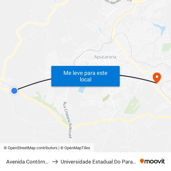 Avenida Contôrno Sul, 275-337 to Universidade Estadual Do Paraná - Campus Apucarana map