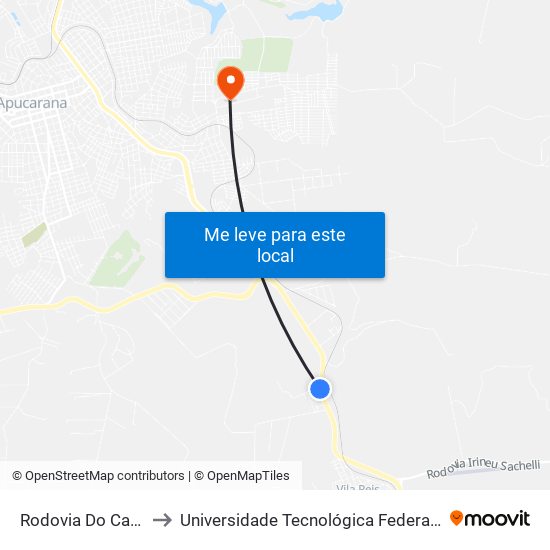 Rodovia Do Café, 10540-10820 to Universidade Tecnológica Federal Do Paraná - Campus Apucarana map