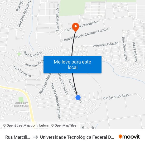 Rua Marcílio Dias, 418 to Universidade Tecnológica Federal Do Paraná - Campus Apucarana map