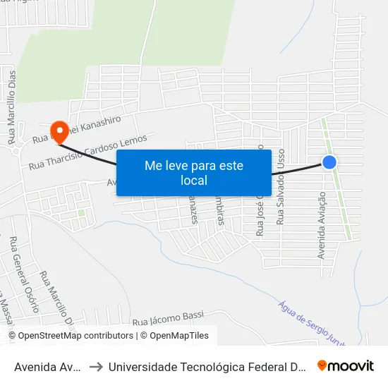 Avenida Aviacao, 3527 to Universidade Tecnológica Federal Do Paraná - Campus Apucarana map