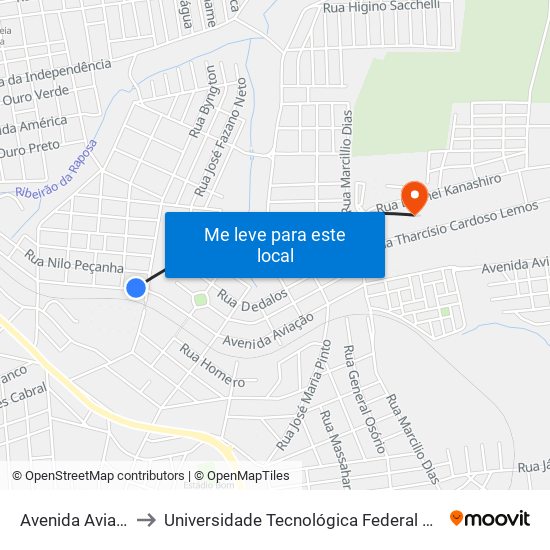 Avenida Aviacao, 687-723 to Universidade Tecnológica Federal Do Paraná - Campus Apucarana map