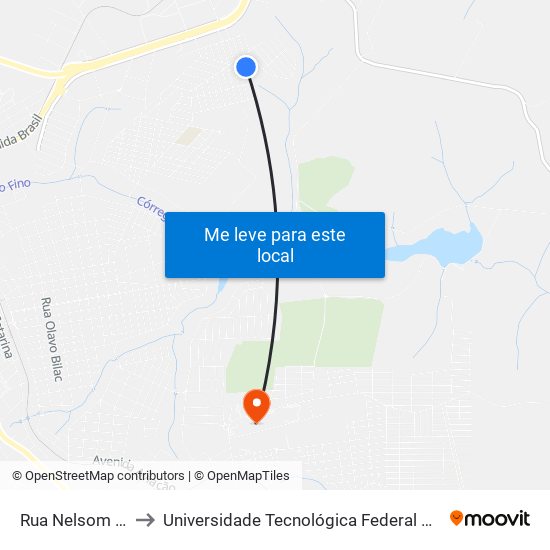 Rua Nelsom De Souza, 27 to Universidade Tecnológica Federal Do Paraná - Campus Apucarana map