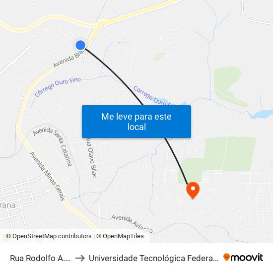 Rua Rodolfo A. Frisim, 107-125 to Universidade Tecnológica Federal Do Paraná - Campus Apucarana map