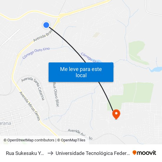 Rua Sukesaku Yamamura, 312-382 to Universidade Tecnológica Federal Do Paraná - Campus Apucarana map