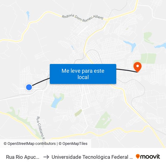 Rua Rio Apucarana, 669-727 to Universidade Tecnológica Federal Do Paraná - Campus Apucarana map