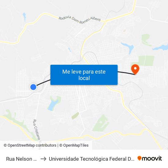 Rua Nelson Moraes, 211 to Universidade Tecnológica Federal Do Paraná - Campus Apucarana map