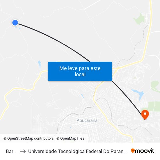 Barreiro to Universidade Tecnológica Federal Do Paraná - Campus Apucarana map