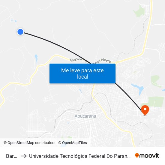 Barreiro to Universidade Tecnológica Federal Do Paraná - Campus Apucarana map