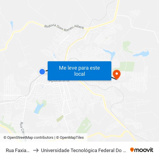Rua Faxianal, 57-89 to Universidade Tecnológica Federal Do Paraná - Campus Apucarana map