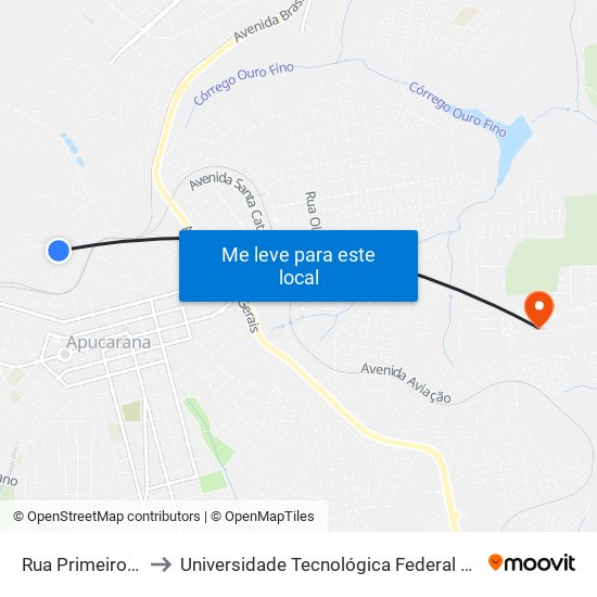 Rua Primeiro De Maio, 171 to Universidade Tecnológica Federal Do Paraná - Campus Apucarana map